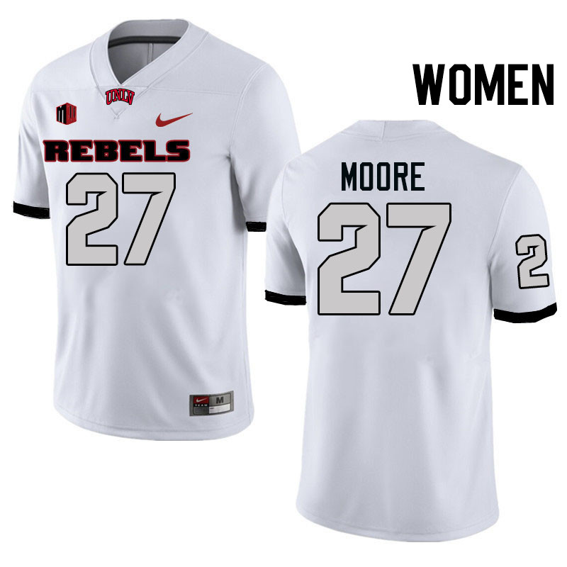 Women #27 Kela Moore UNLV Rebels College Football Jerseys Stitched-White